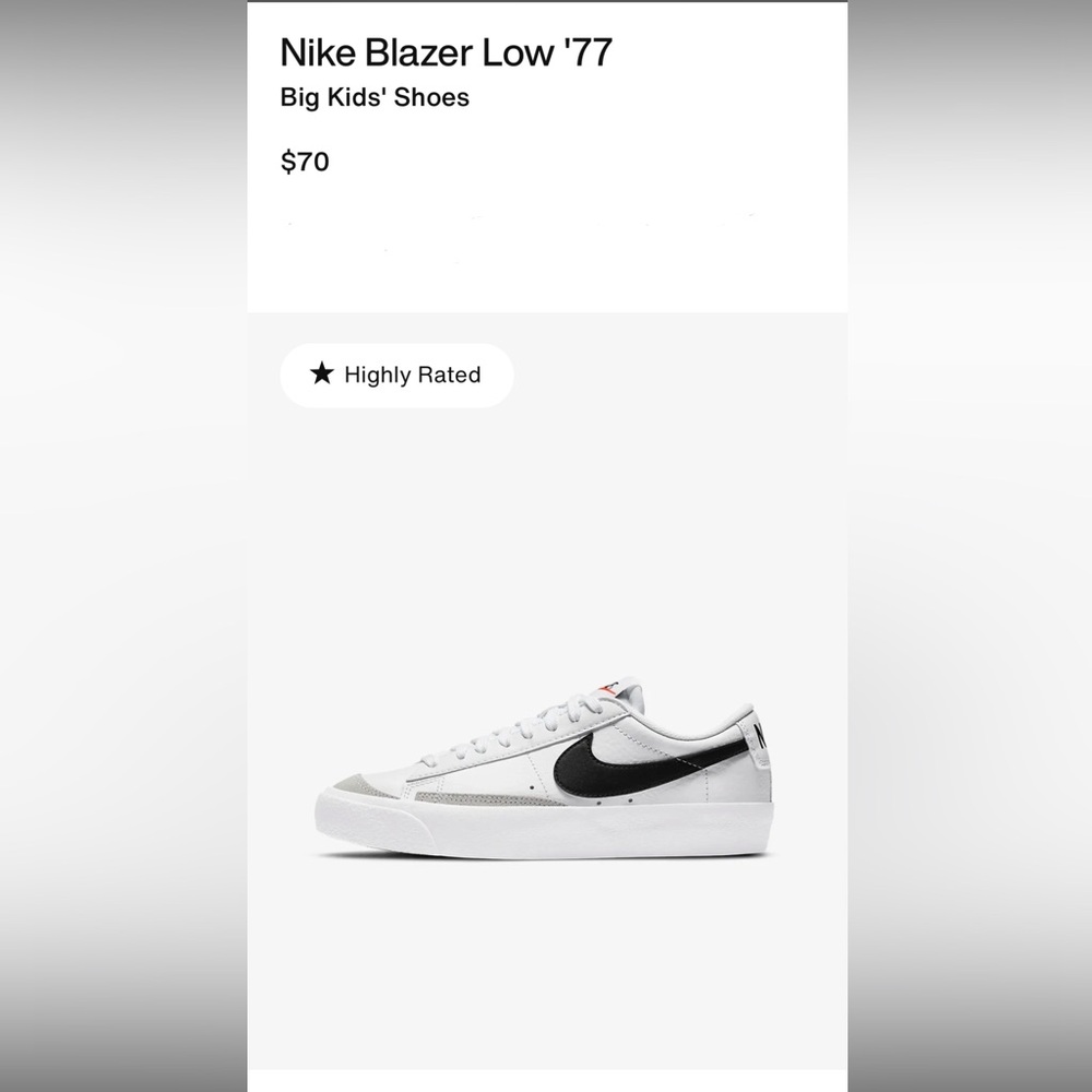 Nike Blazer Low - Big Kids 5.5 (women’s 6/6.5)